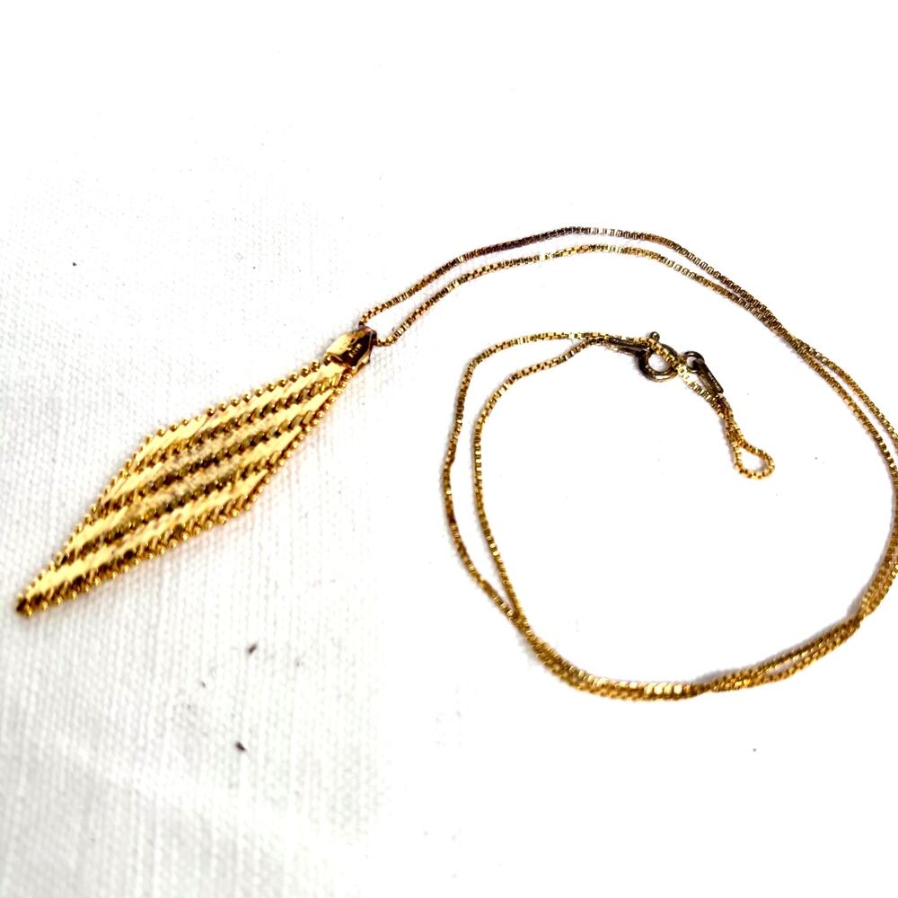 Vintage Milor Italy 925 Sterling Silver Gold Vermeil Diamond Mesh Pendant 18"